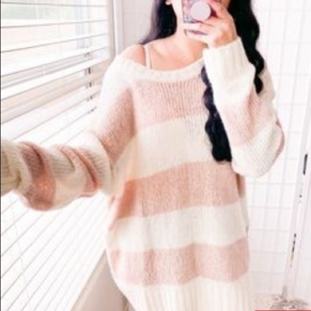 American Eagle Sweater Color Block Striped Knit Sweater Size Small
